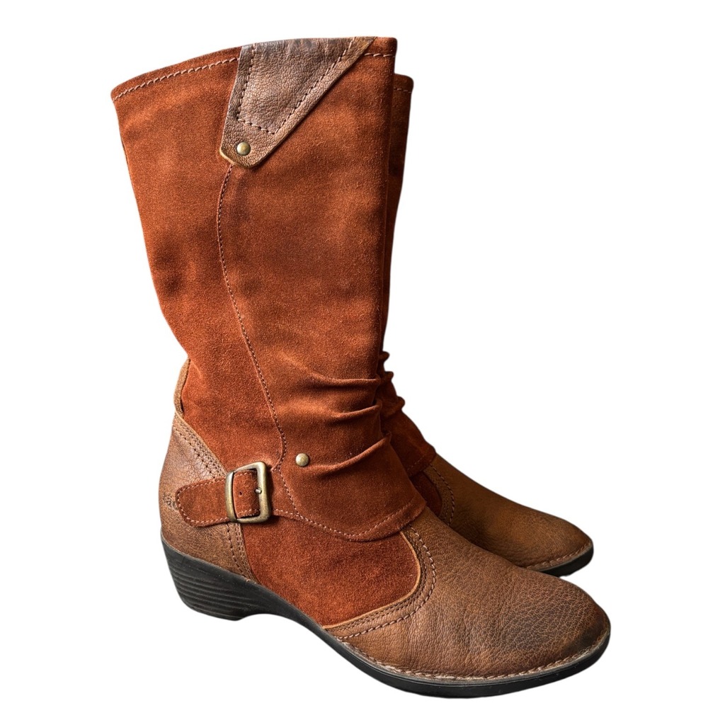 Taos Regent Brown Suede Leather Mid Calf Slouch Boots Zip Up Sz 39 US 8.5